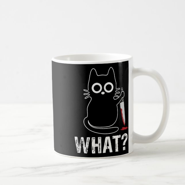 Was_ - Funny Cat mit Knife Grafik Design Kaffeetasse (Rechts)