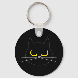 WAS?? Funny Grumpy Black Cat Key Ring Schlüsselanhänger