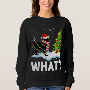 Was Funny Santa Cat Pushing Weihnachtsbaum Xmas L Sweatshirt
