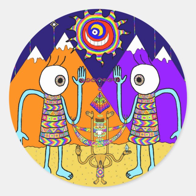 Was für ein farbenfroher World Sticker (Circle) (Vorderseite)