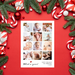 Was für ein Jahr 12 Foto Collage New Baby Weihnach Feiertagskarte