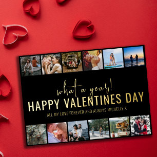 Was für ein Jahr! 12-Foto-Collage Valentinstag Folien Feiertagskarte