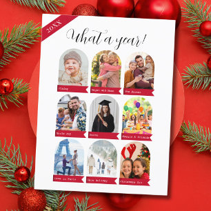 Was für ein Jahr, 9er Foto-Collage Familien-Postka Feiertagspostkarte