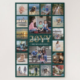 Was für ein Jahr Familienfoto Collage Green & Gold Puzzle