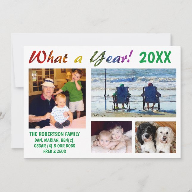 Was für ein Jahr! Familienurlaubskarte Dankeskarte (Vorderseite)