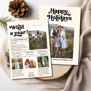 Was für ein Jahr FotoCollage Review einer modernen Feiertagskarte