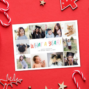 WAS FÜR EIN JAHR! Fun Festive Moderne 10 Foto Neue Feiertagskarte