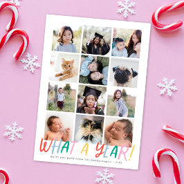 WAS FÜR EIN JAHR! Fun Festive Moderne 12 Fotos Neu Feiertagskarte