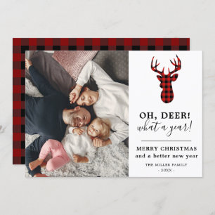 Was für ein Jahr Hirsche mit Foto-Urlaubskarte Einladung