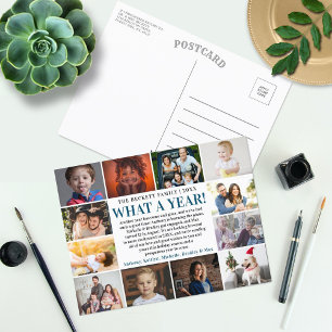 Was für ein Jahr im Review 12-FotoCollage Feiertagspostkarte