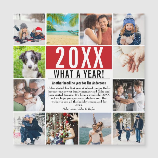 Was für ein Jahr in Review 12 Foto Family Holiday  Magnetkarte (Vorderseite)