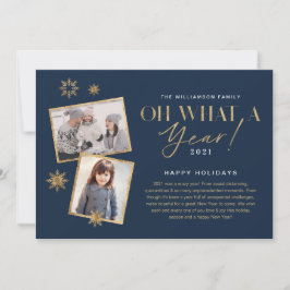 Was für ein Jahr! Jahr Gold & Navy 2 Foto im Revie Feiertagskarte