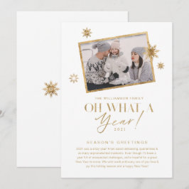 Was für ein Jahr! Jahr im Gold White 1 Foto Feiertagskarte