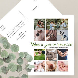 Was für ein Jahr Minimalistisch 12 FotoCollage Wei Feiertagspostkarte
