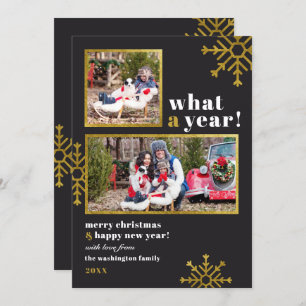 Was für ein Jahr!   Modernes Black & Gold Weihnach Einladung