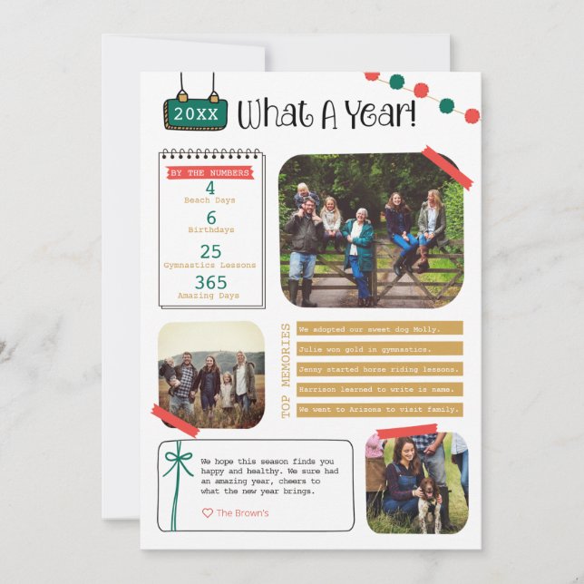 Was für ein Jahr Revisionskarte Feiertagskarte (Vorderseite)