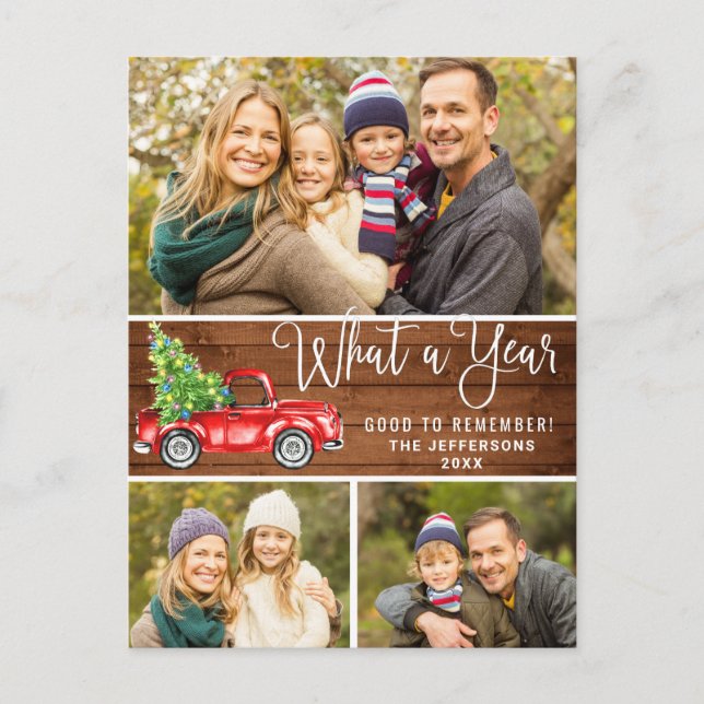 Was für ein Jahr Weihnachten Red Farm LKW 3 Foto Postkarte (Vorderseite)