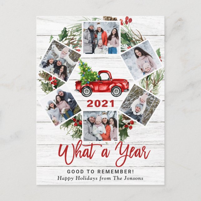 Was für ein Jahr Weihnachten Red Farm LKW 6 Foto Postkarte (Vorderseite)
