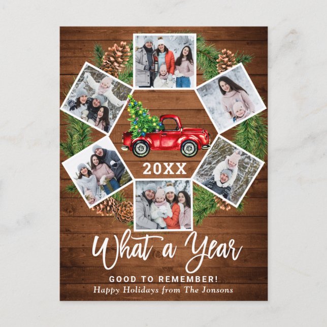 Was für ein Jahr Weihnachten Red Farm LKW 6 Foto Postkarte (Vorderseite)