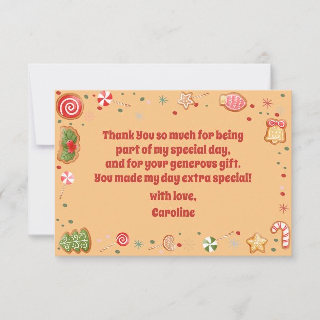 Was für ein lustiger Weihnachtsgeburtstag Dankeskarte (Vorderseite)