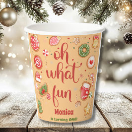 Was für ein lustiger Weihnachtsgeburtstag Pappbecher