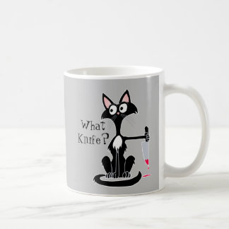 Was für ein Messer Funny Cartoons Cat rotes blutig Kaffeetasse