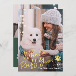 Was für ein Ruff-Jahr-Haustier Hund Welpe 2 Foto G Feiertagskarte