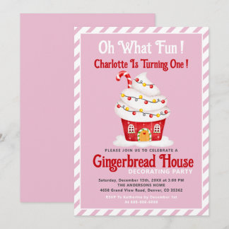 Was für ein Spaß! 1. Geburtstag Gingerbread Candy Einladung