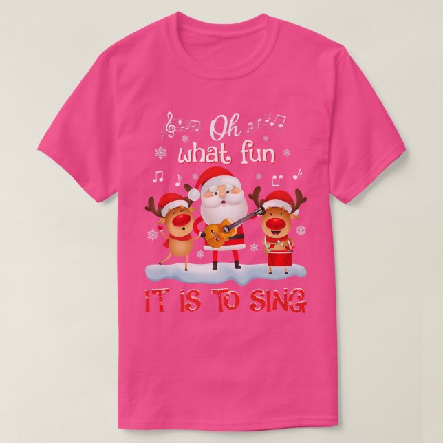 Was für ein Spaß es ist, Musik-Rentier Santa für d T-Shirt (Design vorne)