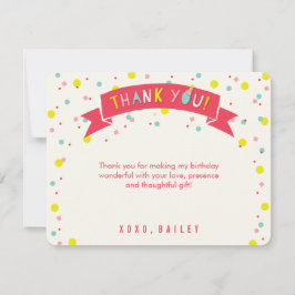 Was für ein Spaß farbenfrohe Confetti Chic Girl's Dankeskarte