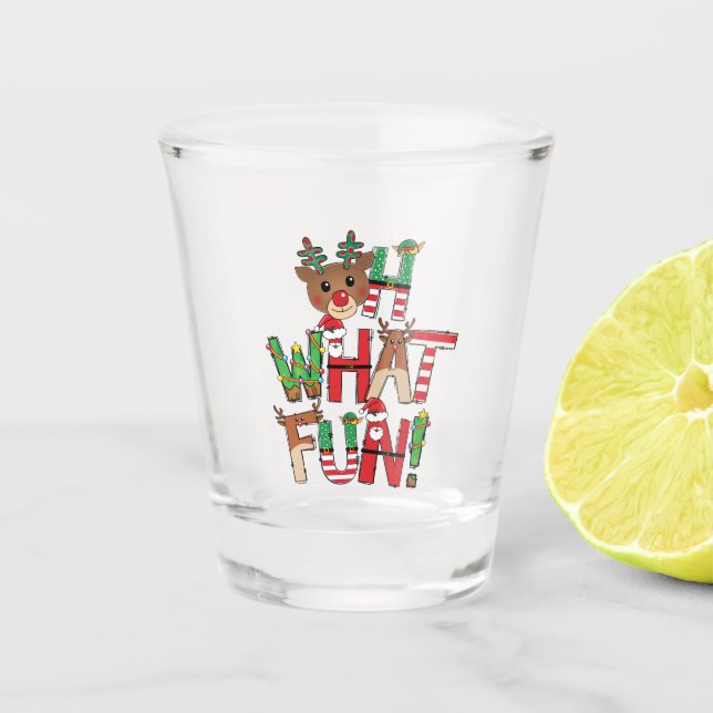 Was für ein Spaß! Weihnachtslied Schnapsglas (Vorderseite)