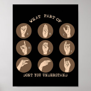 Was für ein Teil verstehen Sie nicht ASL-Zeichensp Poster