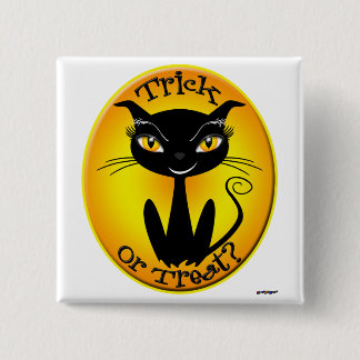 Was für ein Trick oder eine Behandlung? Katze Button