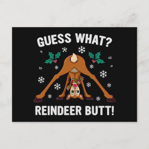 Was für ein Weihnachtswitz über das Rentierhintern Feiertagspostkarte