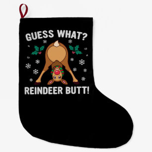 Was für ein Weihnachtswitz über das Rentierhintern Großer Weihnachtsstrumpf