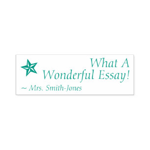 "Was für ein wunderbarer Essay!" + Name des Lehrer Permastempel