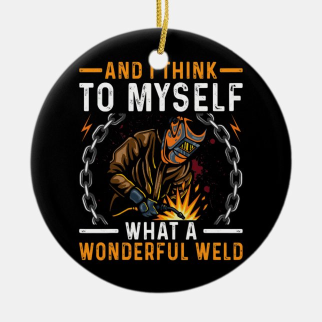 Was für ein wunderschönes Welpenschweisskostüm Keramik Ornament (Vorne)