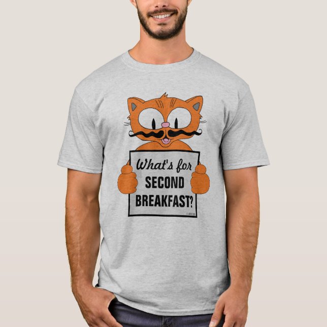 Was für ein zweites Frühstück? Cartoon Chat lustig T-Shirt (Vorderseite)