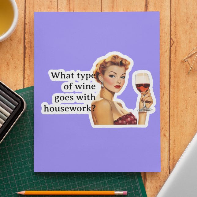 Was für eine Art von Wein Funny Retro Hausfrau Aufkleber (Von Creator hochgeladen)