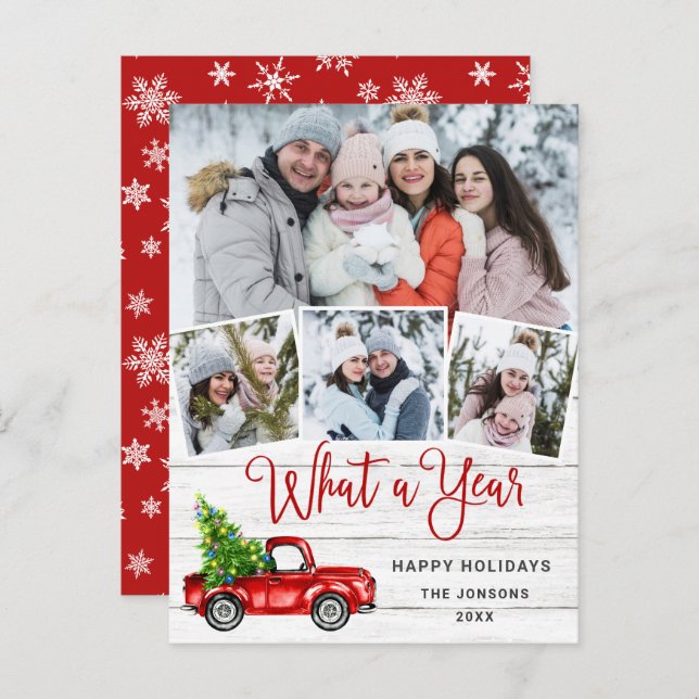 Was für eine Jahr Weihnachten Red Farm Truck Urlau Postkarte (Vorne/Hinten)