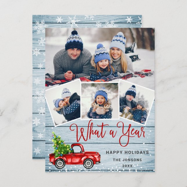 Was für eine Jahr Weihnachten Red Farm Truck Urlau Postkarte (Vorne/Hinten)