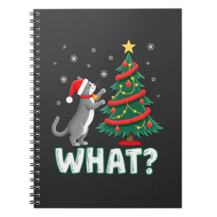 Was für eine lustige Katze schiebt den Weihnachtsb Notizblock