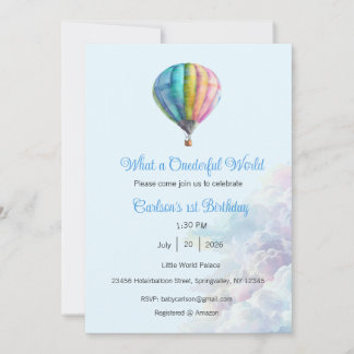 Was für eine Onederful Welt Einladung, 1. Geburtst Einladung