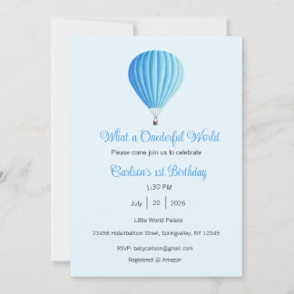 Was für eine Onederful Welt Einladung, 1. Geburtst Einladung