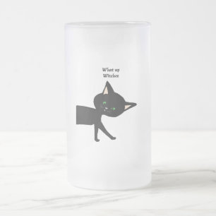Was für Hexen! Funny Black Cat mit grünen Augen Mattglas Bierglas