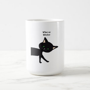 Was für Hexen! Funny Black Cat mit grünen Augen Verwandlungstasse