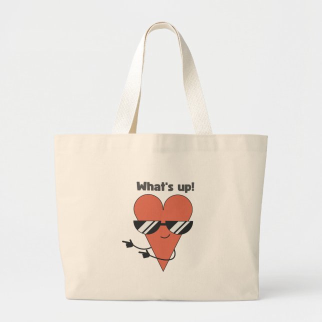'Was geht!' Cool Heart Charakter  Jumbo Stoffbeutel (Vorne)