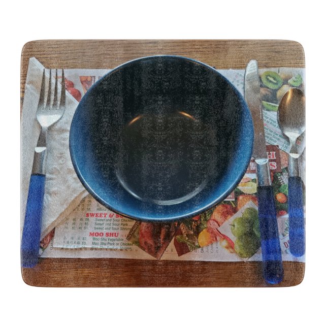 Was gibt es für das Abendessen in der Zwischenabla Schneidebrett (Vorderseite)