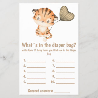 Was gibt es in der Windeln Bag Baby Shower Game Ca Flyer