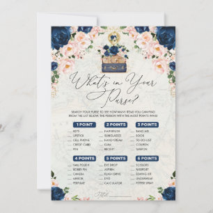 Was gibt es in Ihrer Purse Navy Travel Bridal Game Einladung